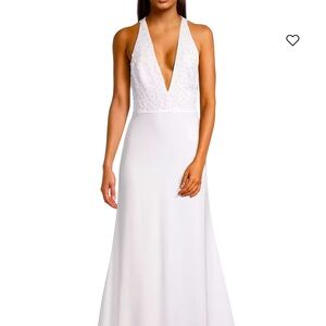 Sachin and Babi Gabriella gown v neck beaded white dress